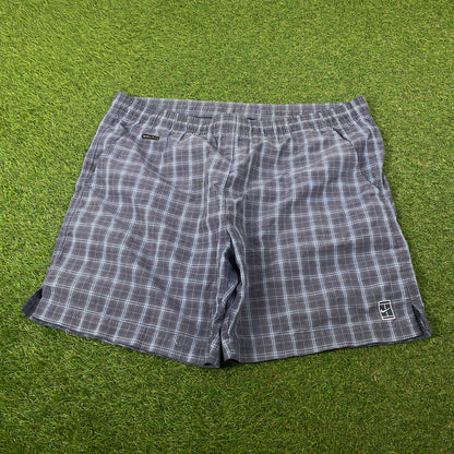 00s Nike Court Plaid Tennis Shorts Blue Medium
