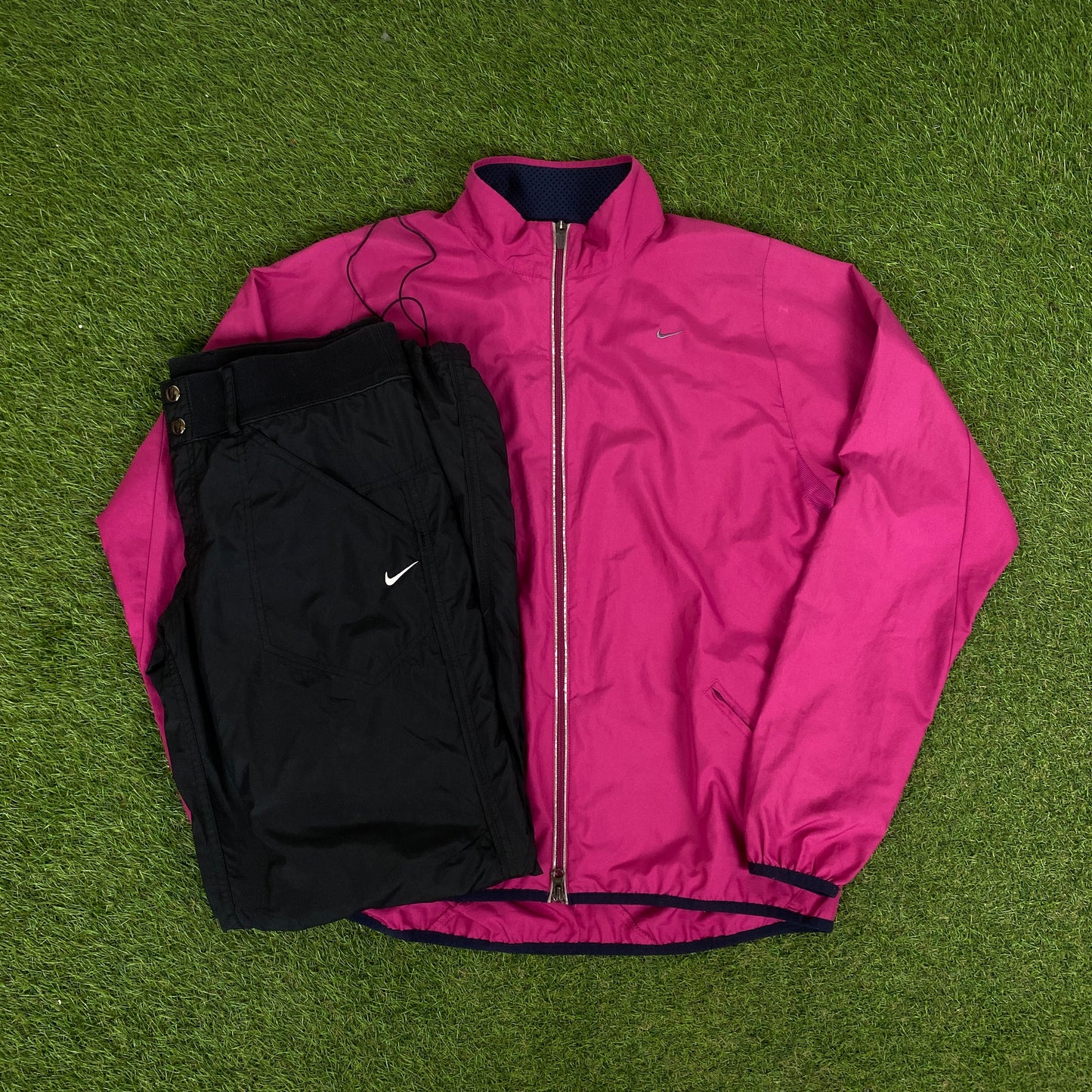 00s Nike Piping Tracksuit Jacket + Joggers Set Pink Large