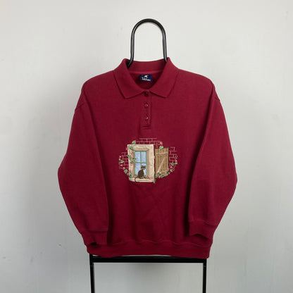 Retro Tulchan Cat Sweatshirt Red Medium