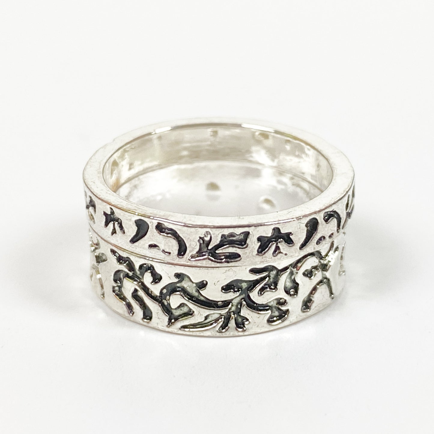 Retro Vintage Vine Leaf Stack Ring Silver