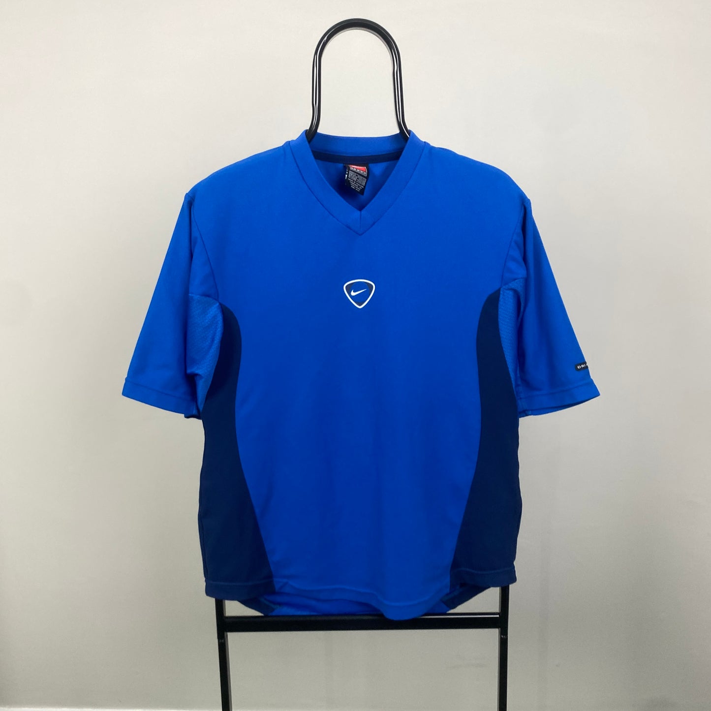 00s Nike Football Shirt T-Shirt Blue Small