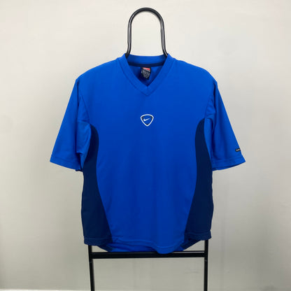 00s Nike Football Shirt T-Shirt Blue Small