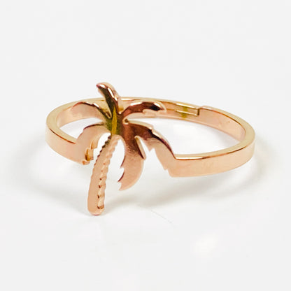 Retro Adjustable Palm Tree Ring Rose Gold