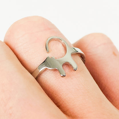 Vintage Adjustable Cat Ring Silver