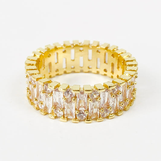 Baguette Gemstone Band Ring Gold