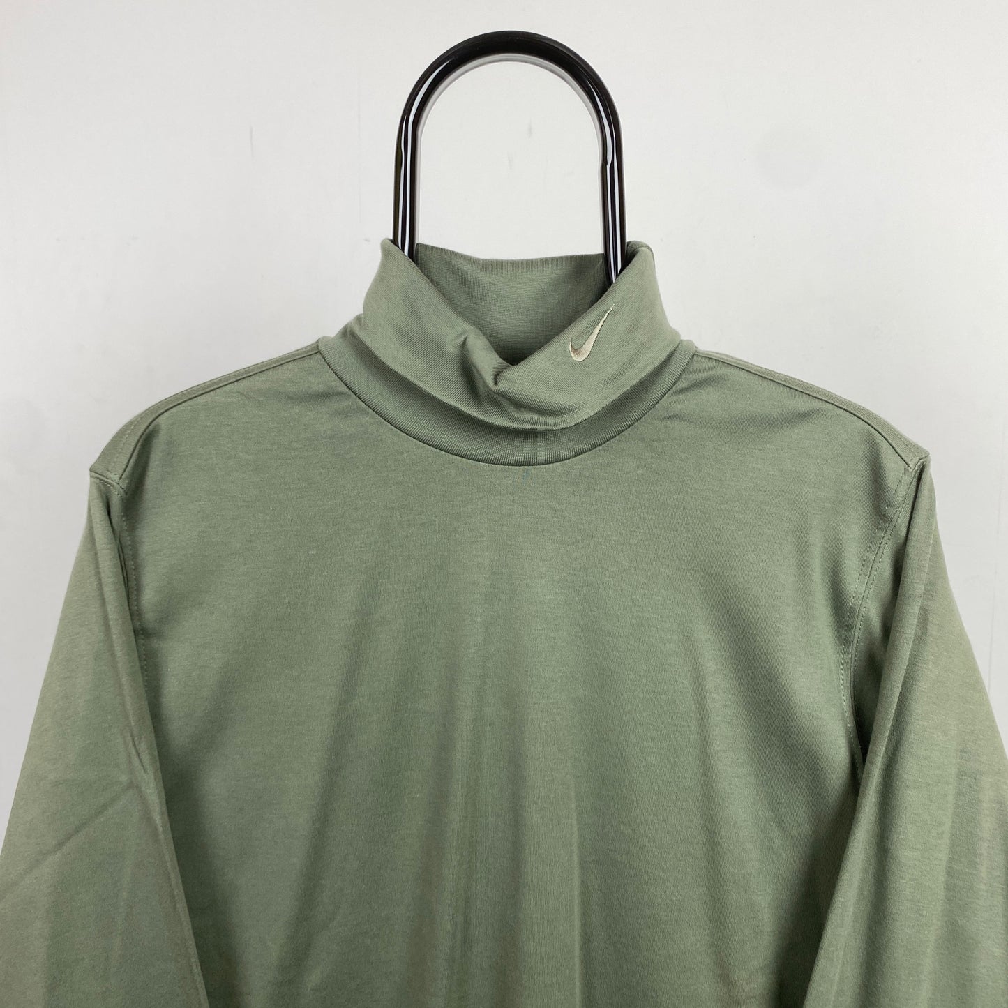 00s Nike Roll Neck Sweatshirt Green Small