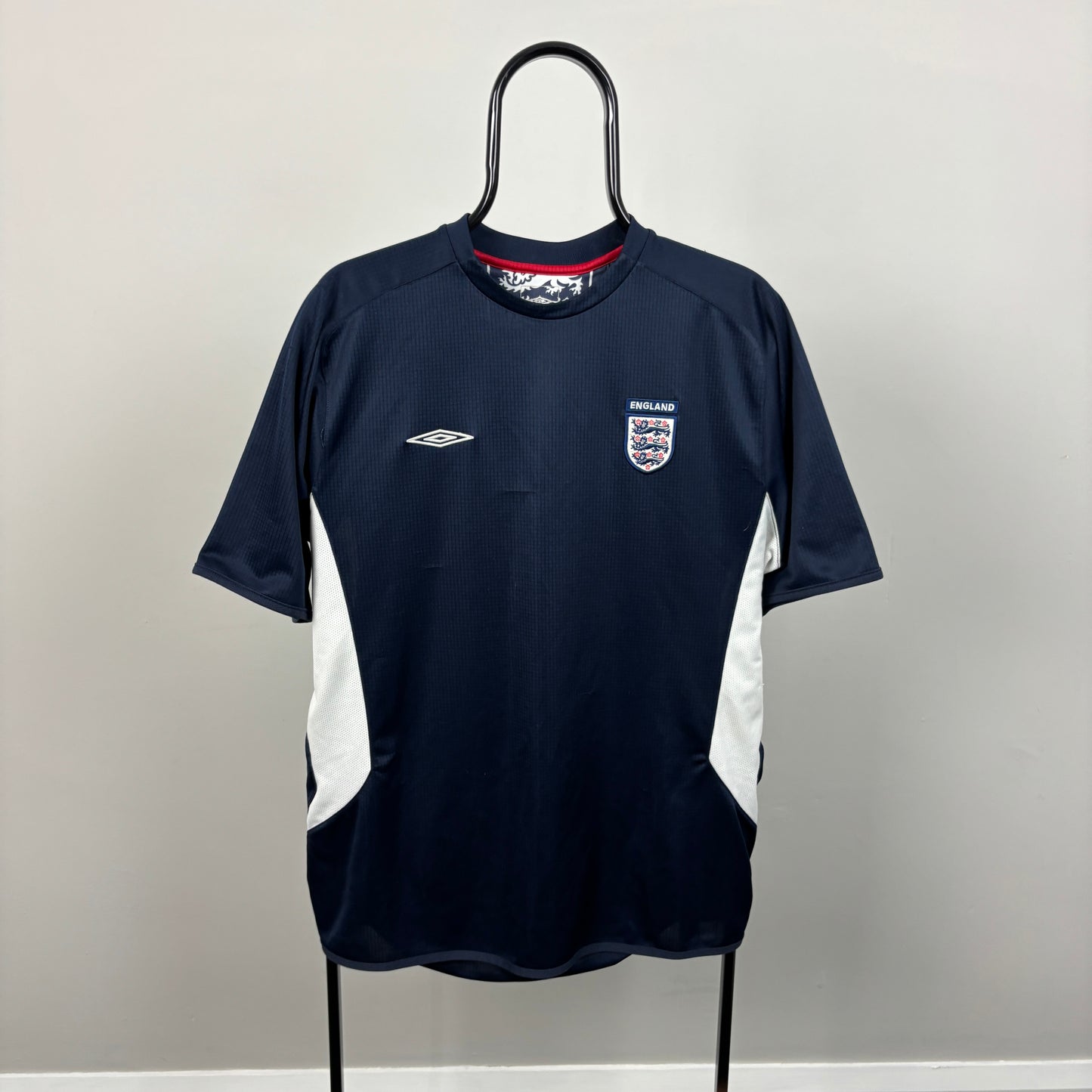 00s Umbro England Football Shirt T-Shirt Blue Medium