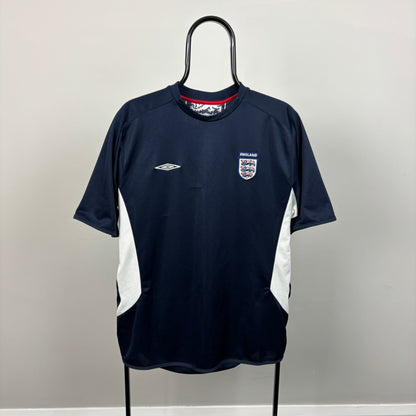 00s Umbro England Football Shirt T-Shirt Blue Medium