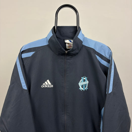 90s Adidas Marseille FC Windbreaker Jacket Blue Medium