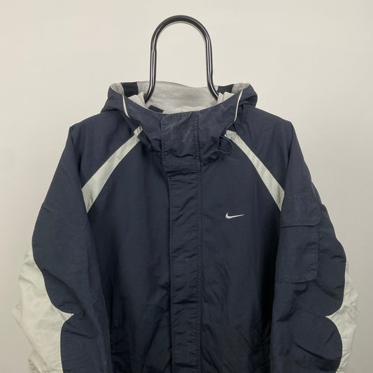 00s Nike Reversible Fleece Coat Jacket Blue Medium