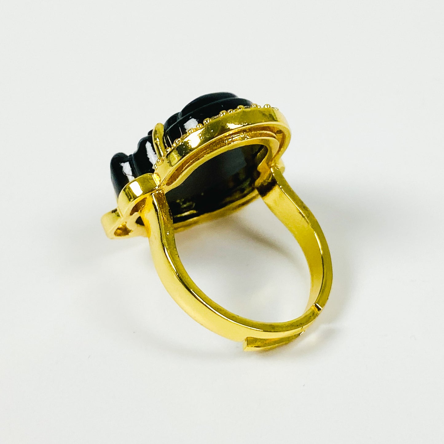 Retro Vintage Buddha Ring Gold Black