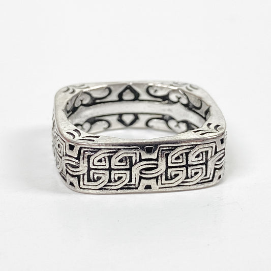 Retro Vintage Celtic Square Ring Silver