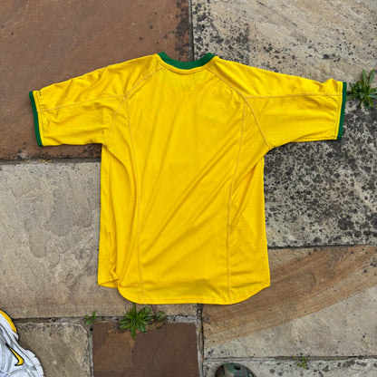 90s Nike Brazil Football Shirt T-Shirt Yellow Small