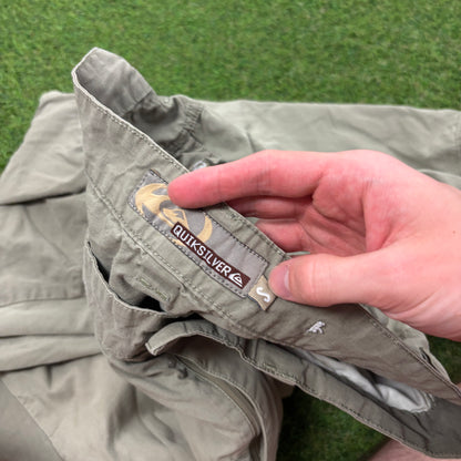 90s Quiksilver Cargo Trousers Joggers Green Small