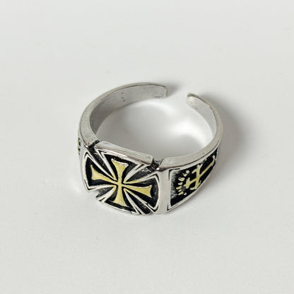 Adjustable Gothic Cross Ring Silver