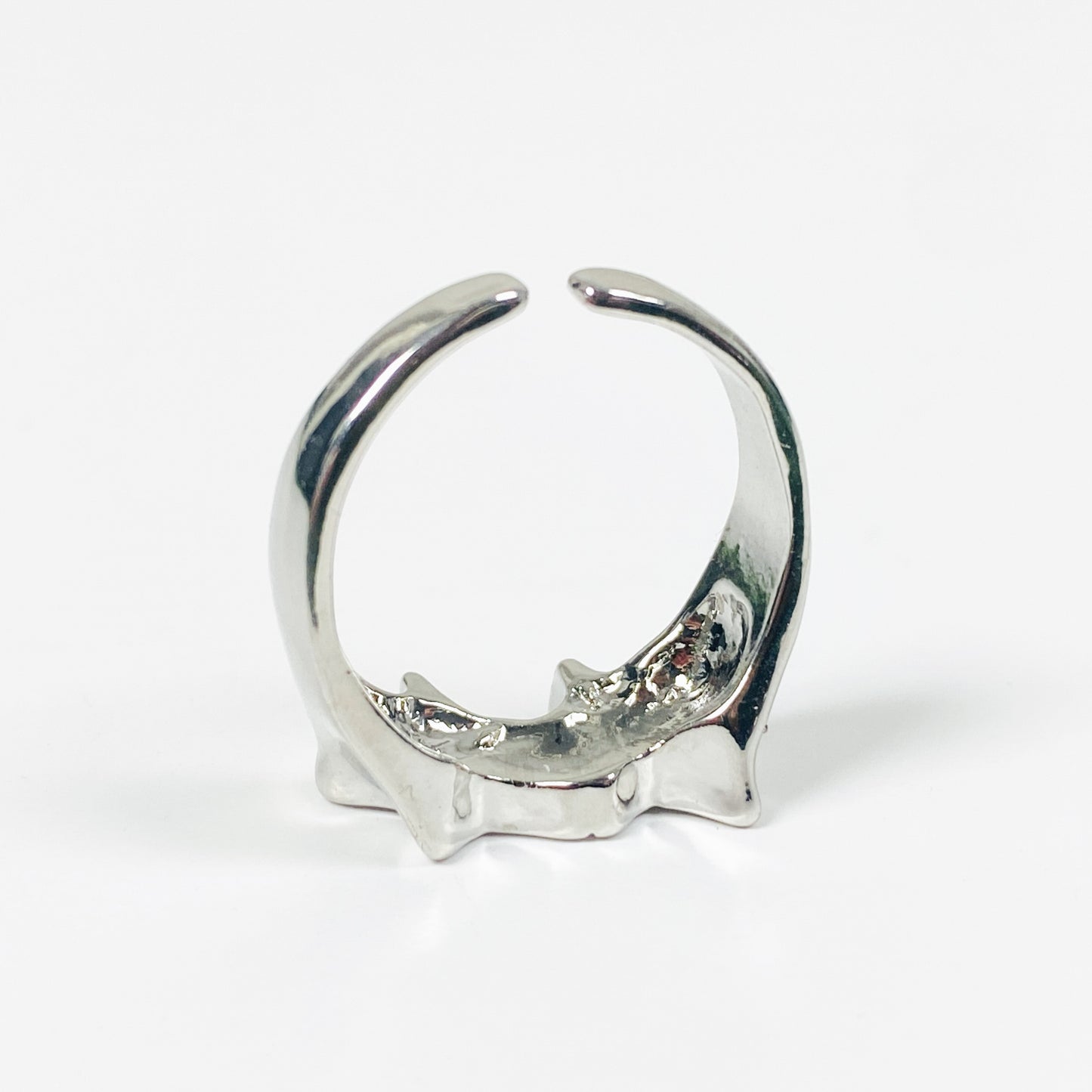 Adjustable Star Ring Silver Black