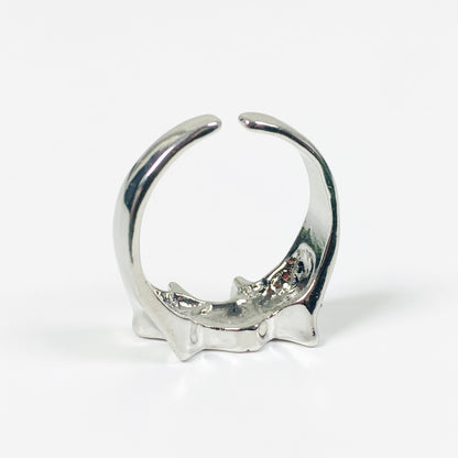 Adjustable Star Ring Silver Black