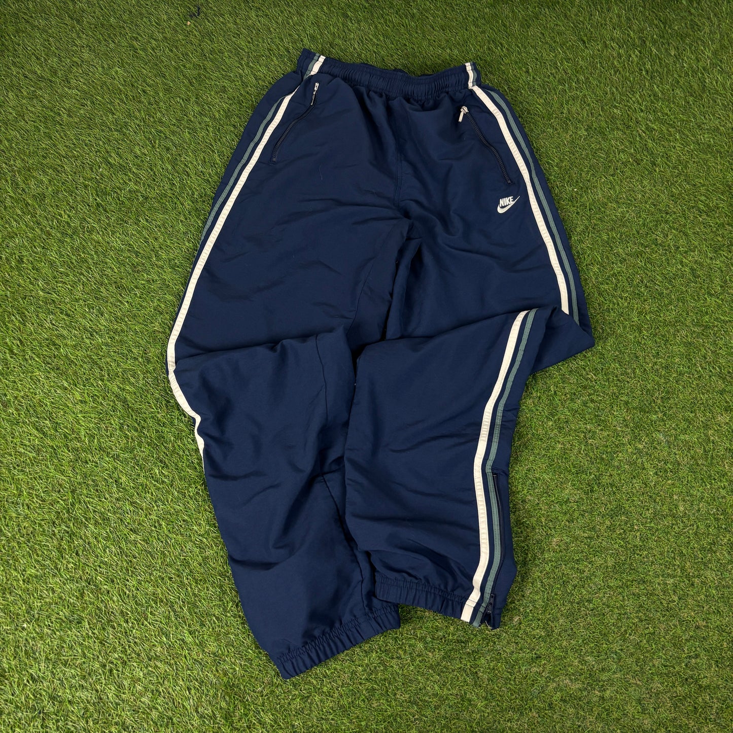 00s Nike Piping Windbreaker Jacket + Joggers Set Brown Small