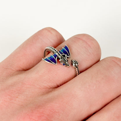 Dragon Wrap Ring Silver Adjustable