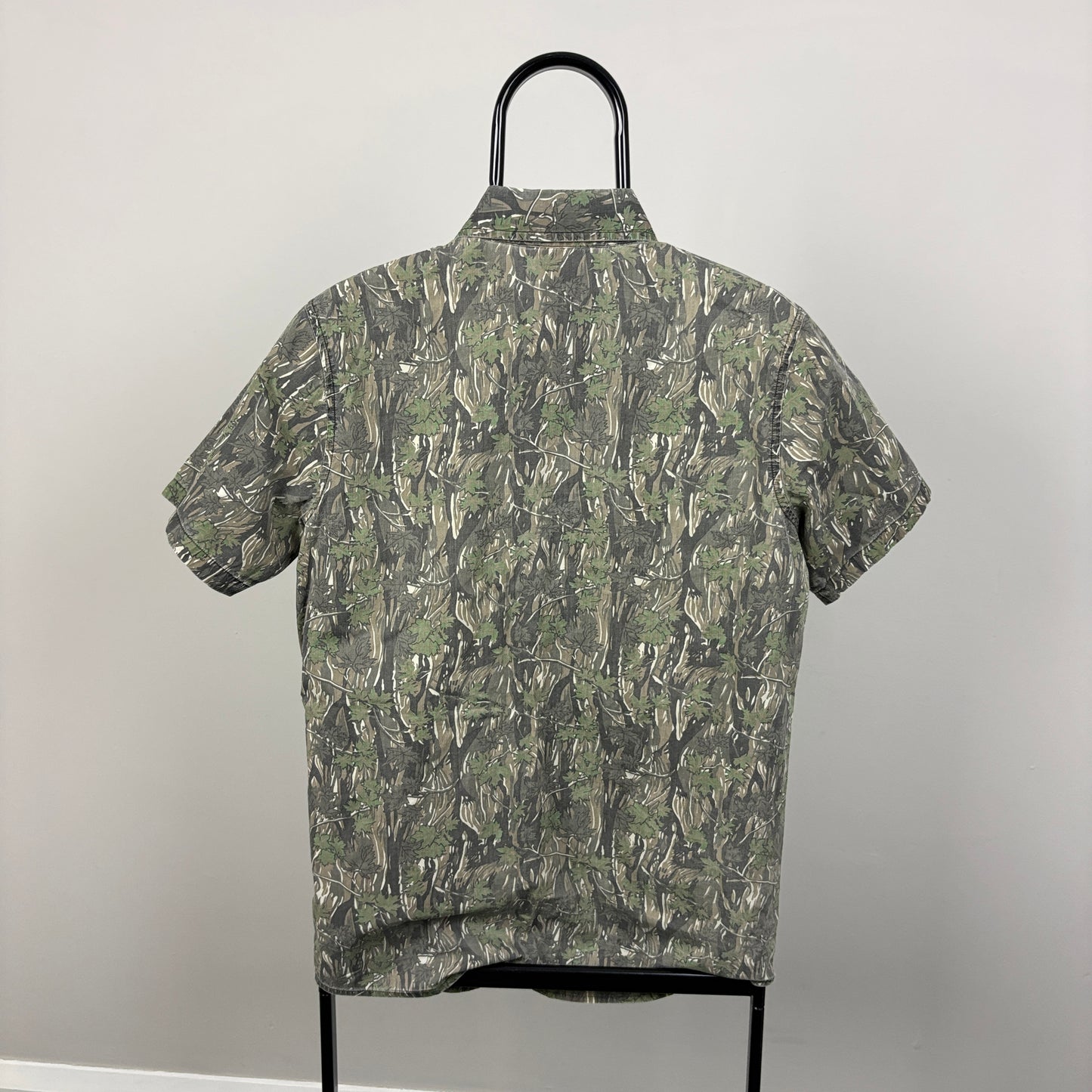 00s Carhartt Camo Shirt T-Shirt Green Medium