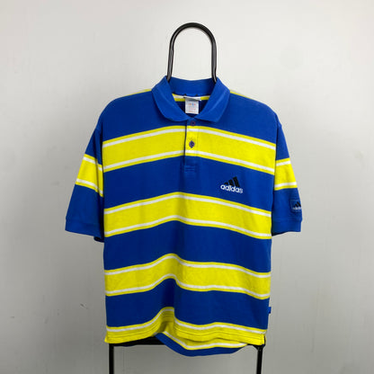 90s Adidas Polo Shirt T-Shirt Blue Medium