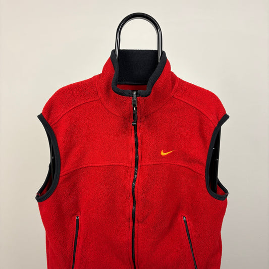 90s Nike ACG Fleece Body Warmer Sweatshirt Red Medium