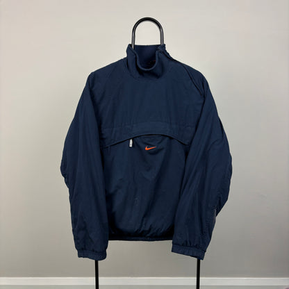 90s Nike Reversible Sidewinder Fleece Coat Jacket Blue Small