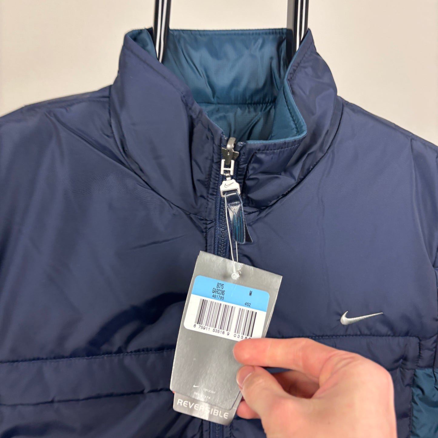 00s Nike Reversible Puffer Jacket Blue XS