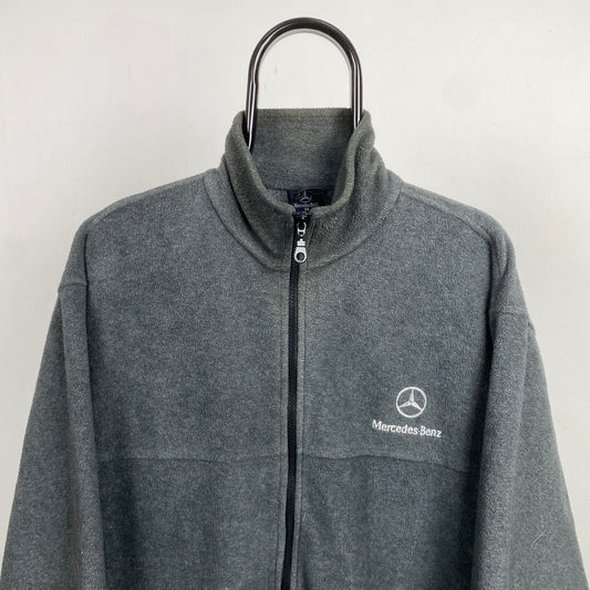 Retro 90s Mercedes Benz Fleece Sweatshirt Grey Medium