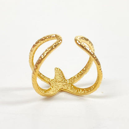 Retro Adjustable Star Fish Ring Gold