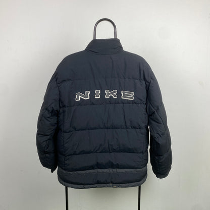 90s Nike Reversible Puffer Coat Jacket Black Small