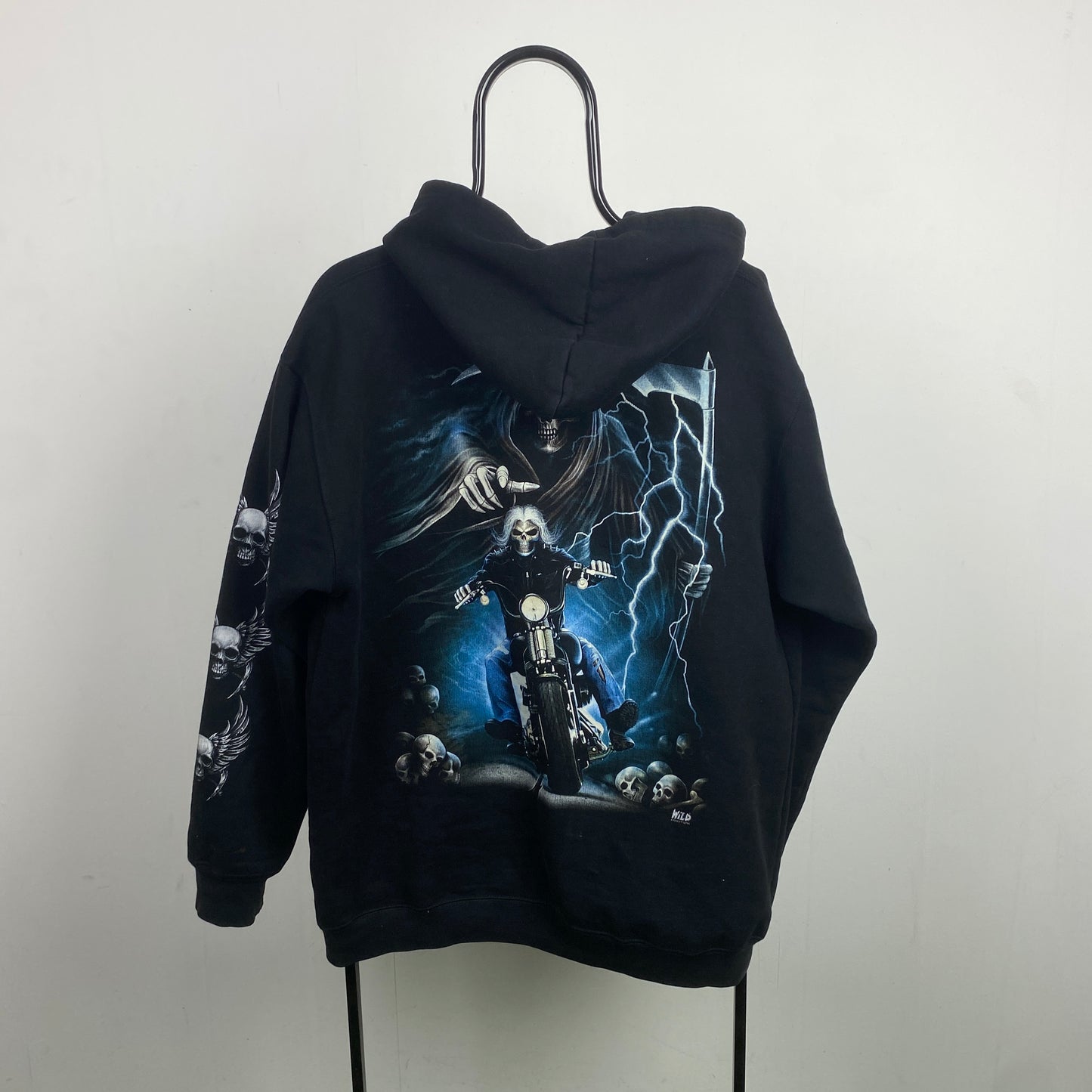 Retro 90s Skeleton Hoodie Black XL