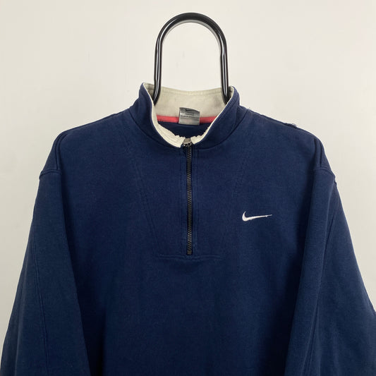 90s Nike 1/4 Zip Sweatshirt Blue Small