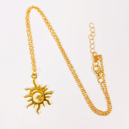 Vintage Sun Necklace Chain Gold