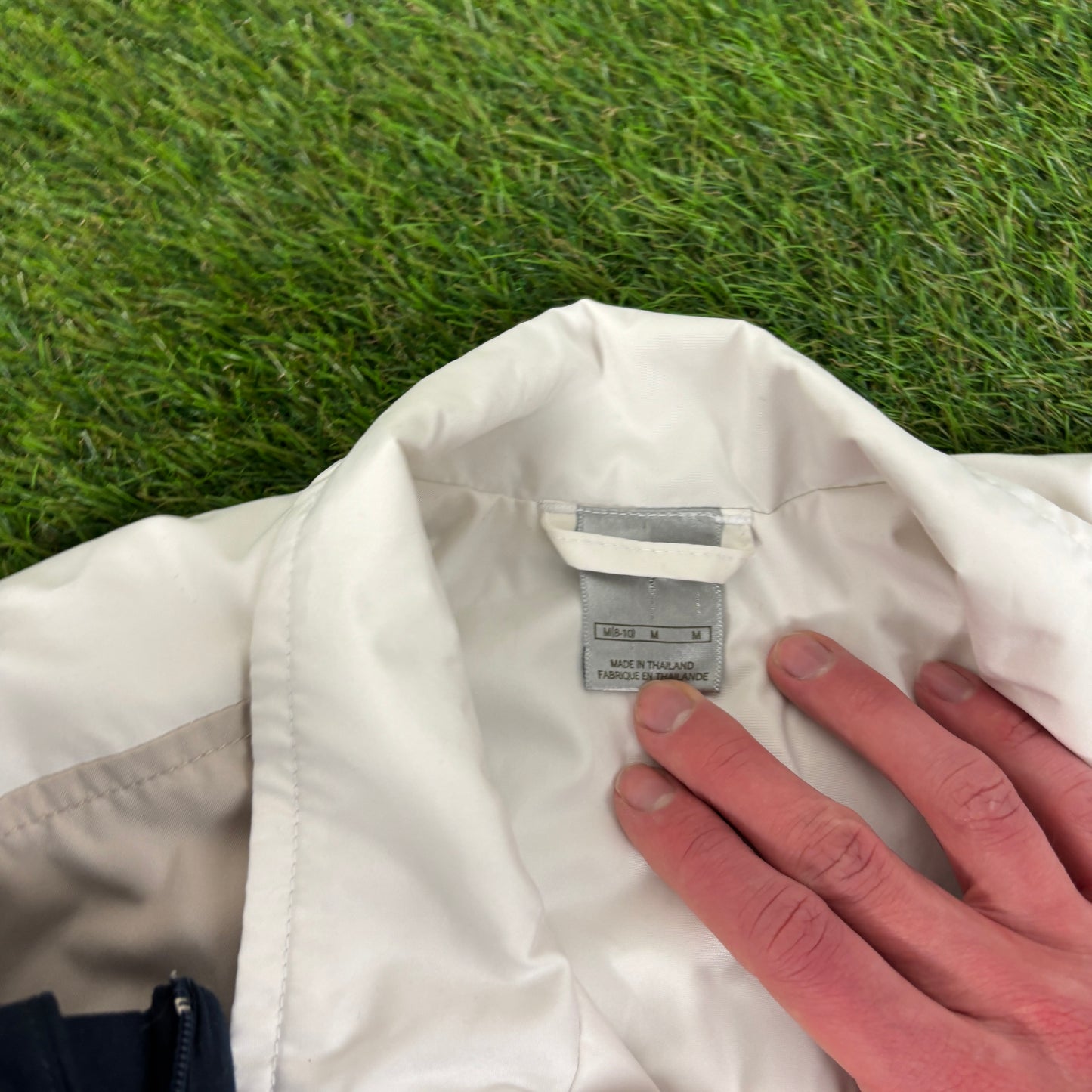 00s Nike Piping Windbreaker Jacket + Joggers Set White Medium