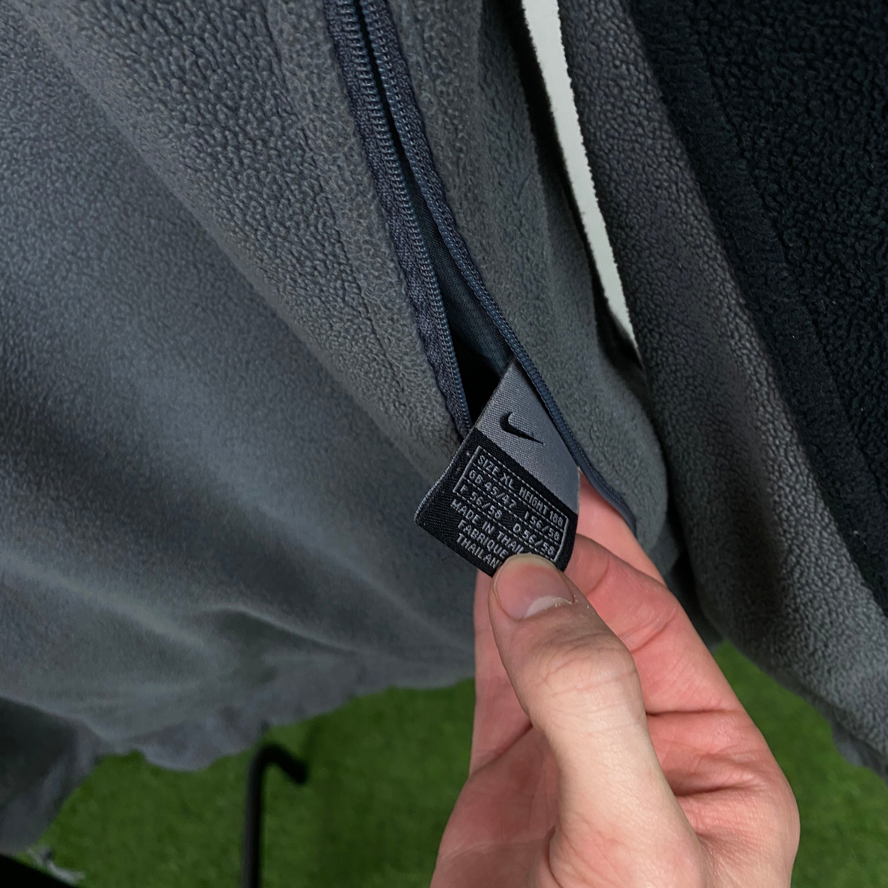 90s Nike Hex Reversible Fleece Coat Jacket Black Grey XL