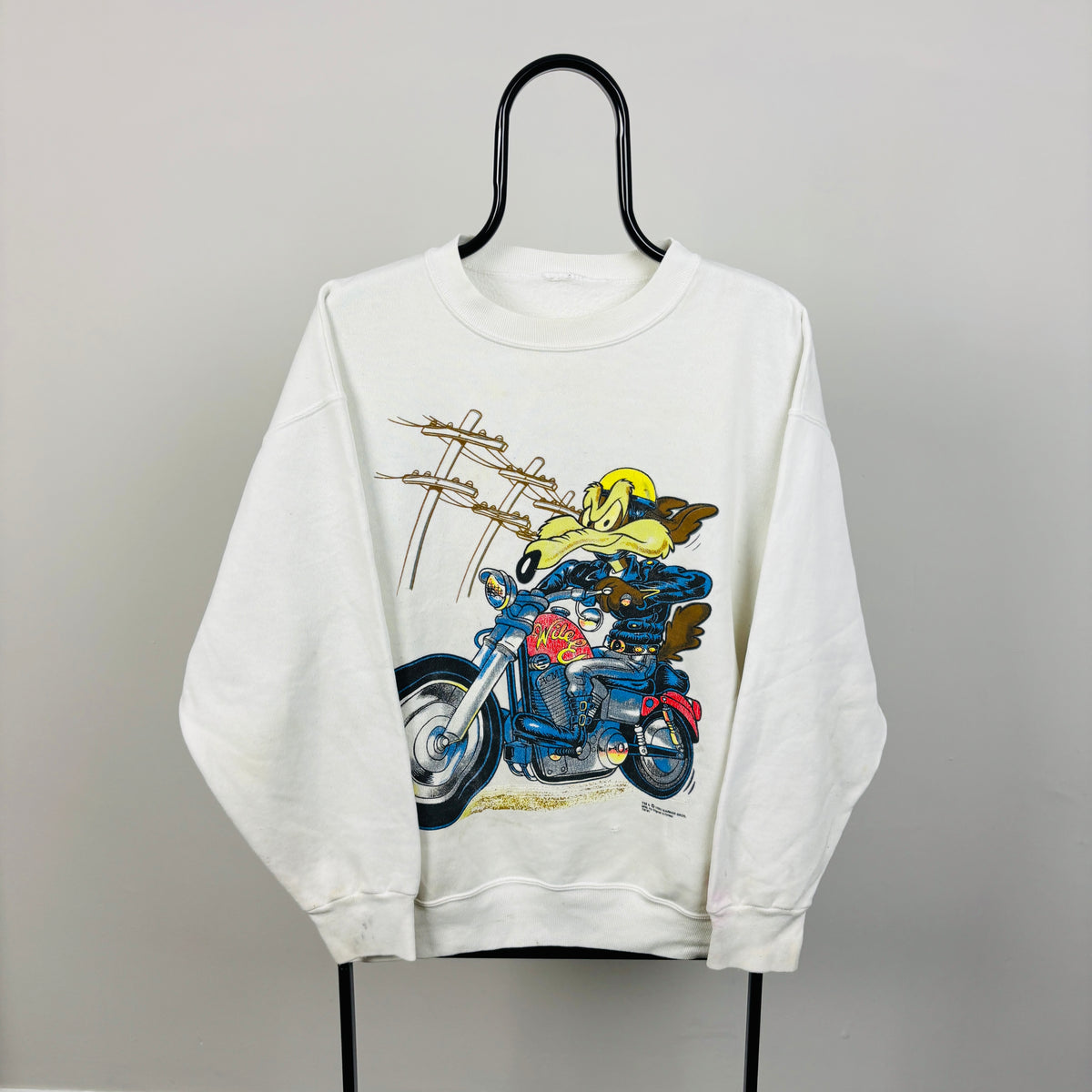 90s Looney Tunes Wiley Coyote Sweatshirt White Large