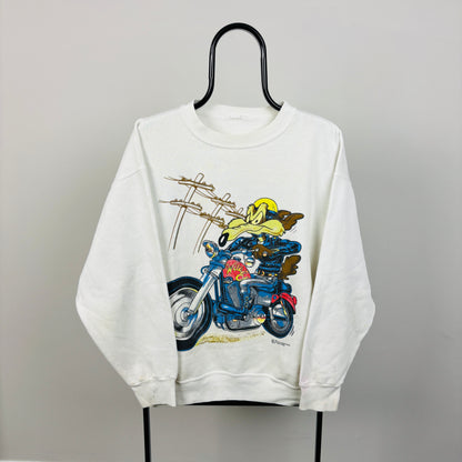 90s Looney Tunes Wiley Coyote Sweatshirt White Large