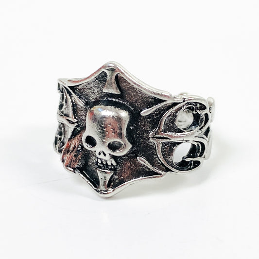 Retro Adjustable Antique Skull Ring Silver