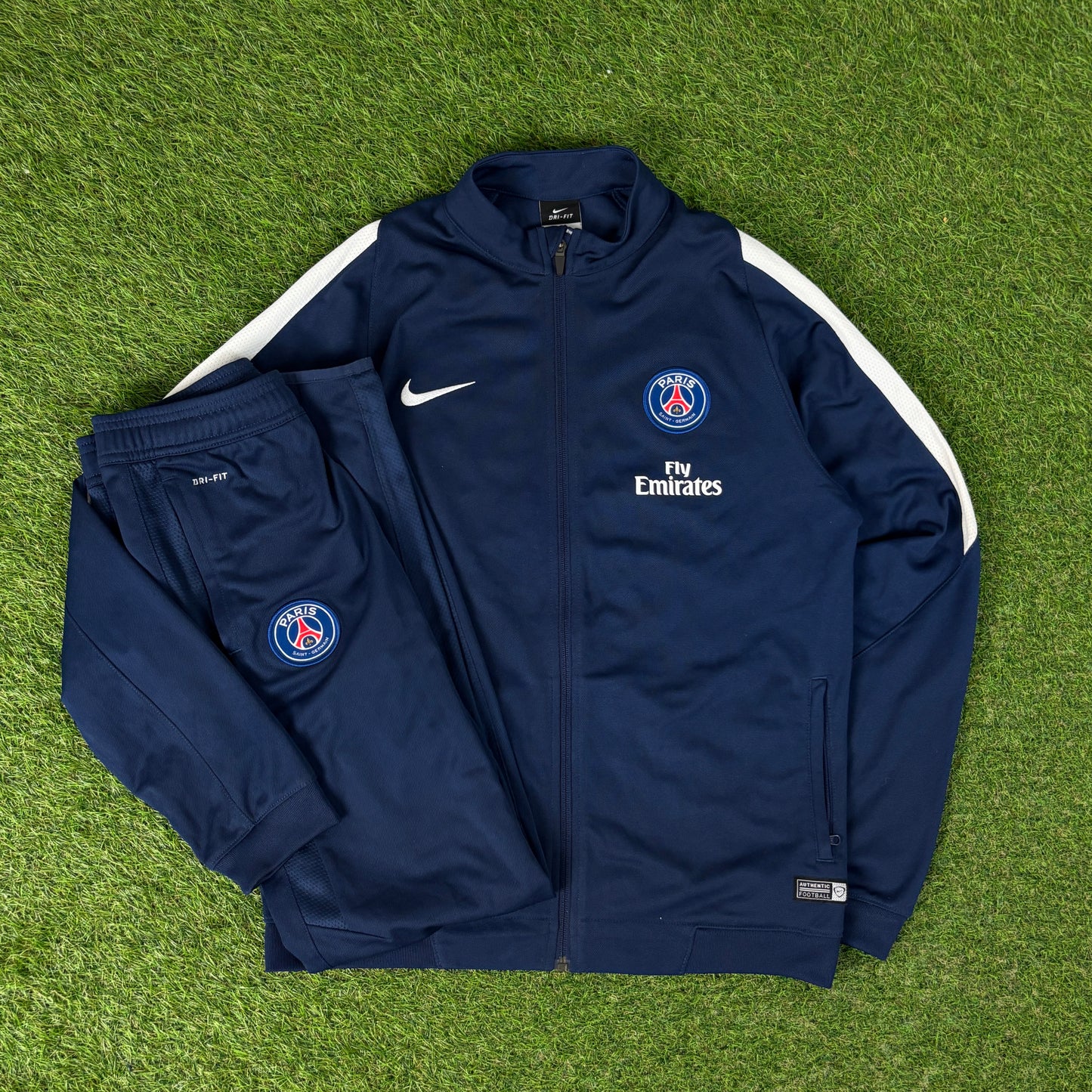00s Nike PSG Windbreaker Jacket + Joggers Set Blue Small