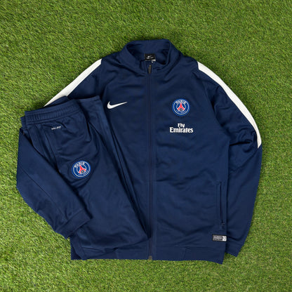 00s Nike PSG Windbreaker Jacket + Joggers Set Blue Small