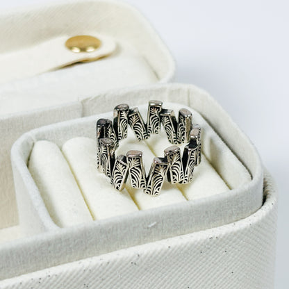 Vintage Etched Tribal Ring Adjustable