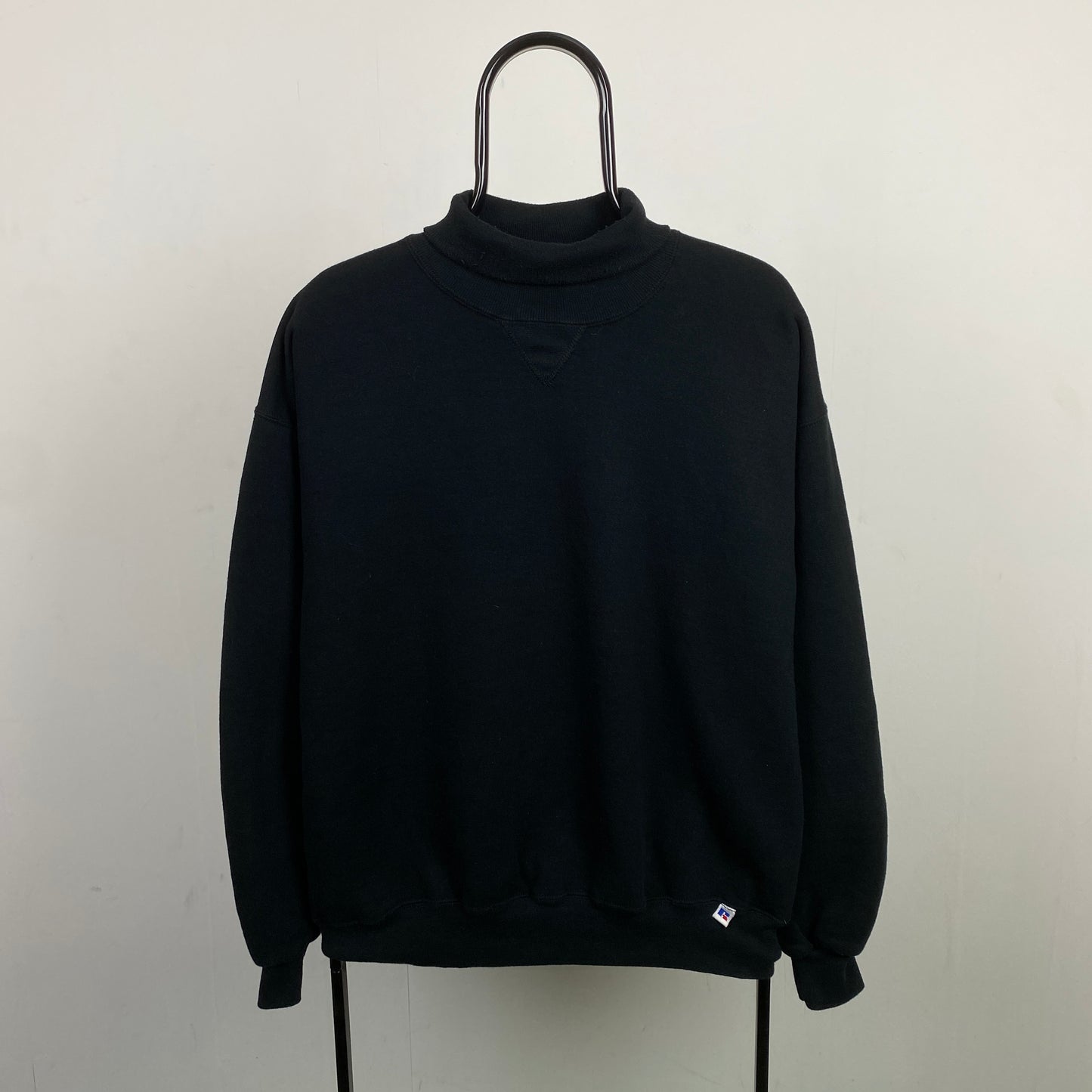 Retro Russell Athletic Roll Neck Sweatshirt Black Large