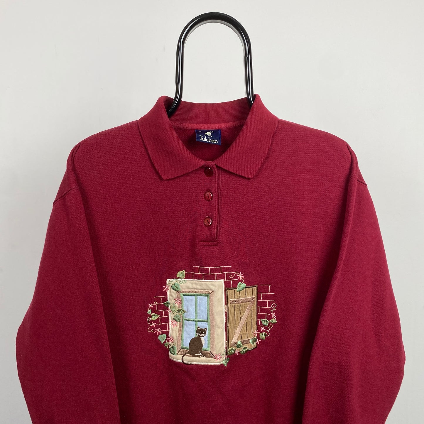 Retro Tulchan Cat Sweatshirt Red Medium