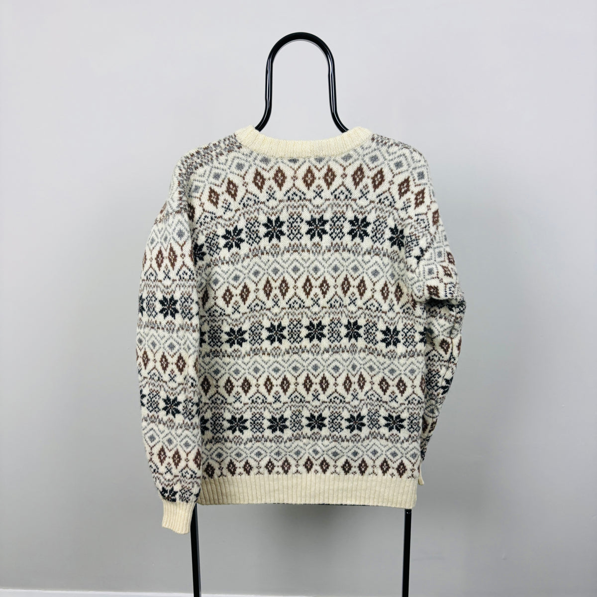 90s BHS Wool Knit Sweatshirt Brown Large