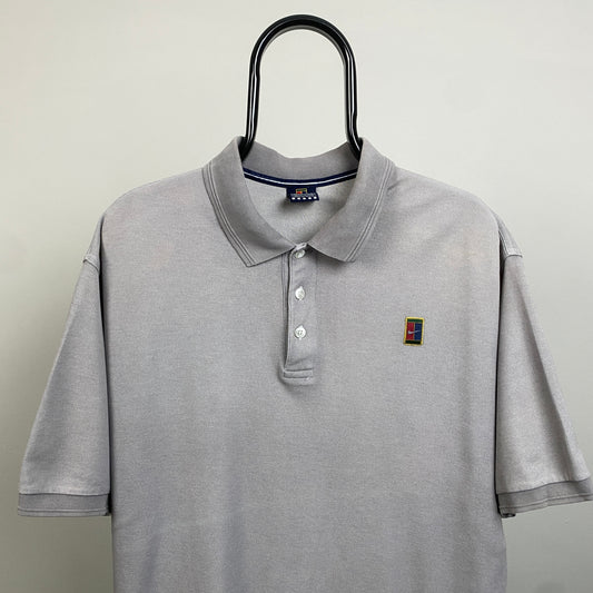 00s Nike Challenge Court Polo Shirt T-Shirt Grey Large