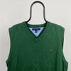 Retro Tommy Hilfiger Knit Sweater Vest Sweatshirt Green Large