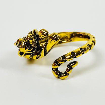 Retro Adjustable Tiger Ring Gold