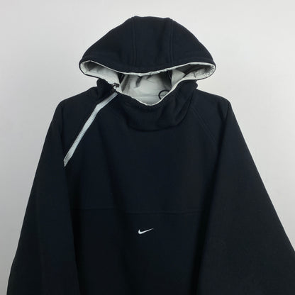 90s Nike Reversible Side Winder Fleece Coat Jacket Black Large