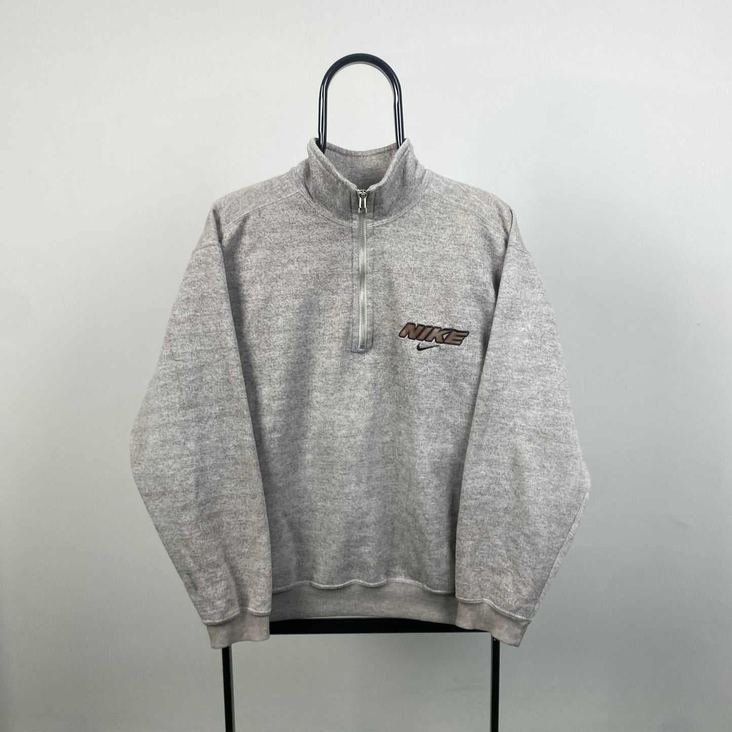 90s Nike 1/4 Zip Sweatshirt Brown Small